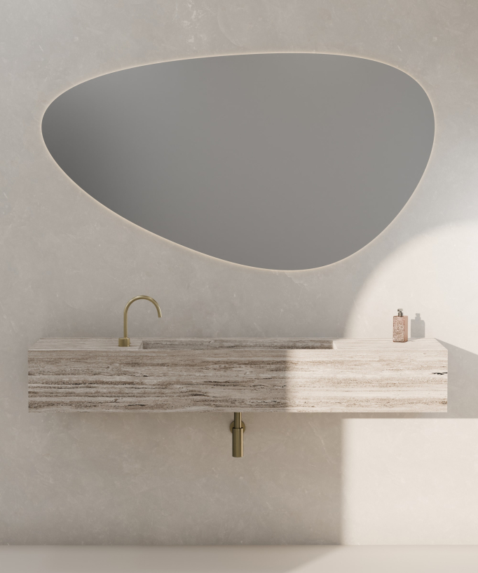 Mitigeur de lavabo 2 trous sans réglage de débit Doré brossé - Leros