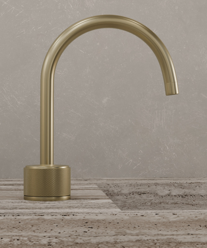 Mitigeur de lavabo 2 trous sans réglage de débit Doré brossé - Leros