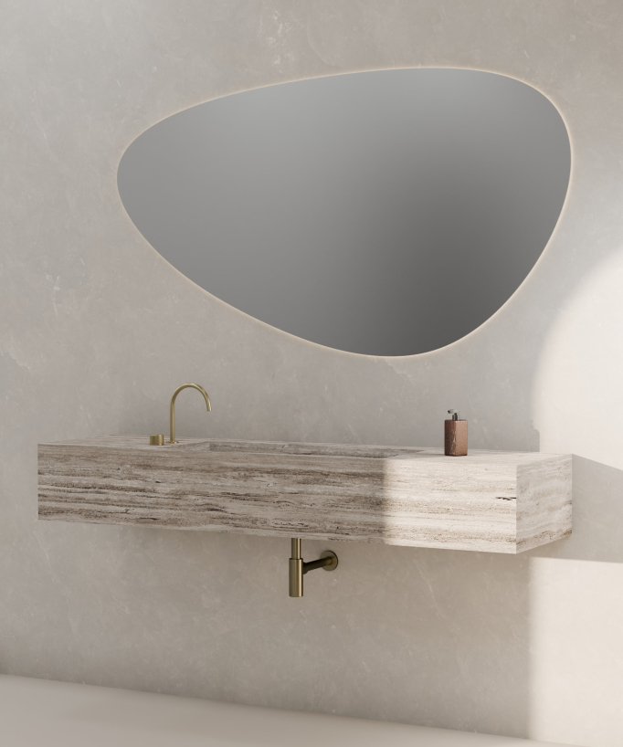 Mitigeur de lavabo 2 trous sans réglage de débit Doré brossé - Leros