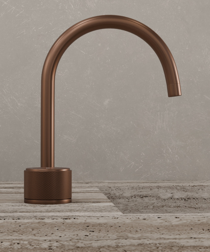 Mitigeur de lavabo 2 trous sans réglage de débit Or rose brossé - Leros