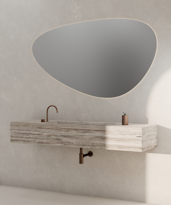 Mitigeur de lavabo 2 trous sans réglage de débit Or rose brossé - Leros