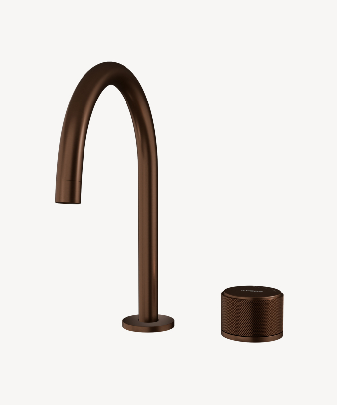 Mitigeur de lavabo 2 trous sans réglage de débit Or rose brossé - Leros