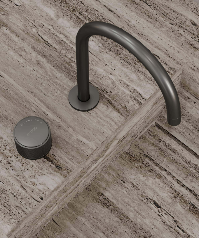 Mitigeur de lavabo 2 trous sans réglage de débit Gun métal - Leros