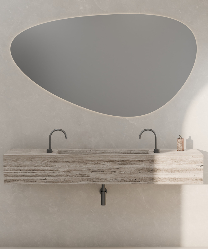 Mitigeur de lavabo 2 trous sans réglage de débit Gun métal - Leros
