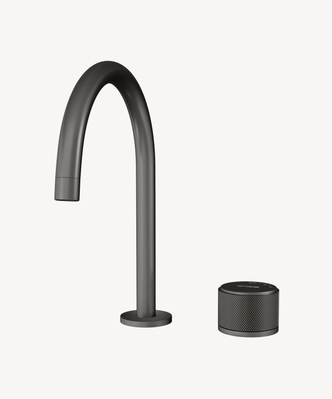 Mitigeur de lavabo 2 trous sans réglage de débit Gun métal - Leros