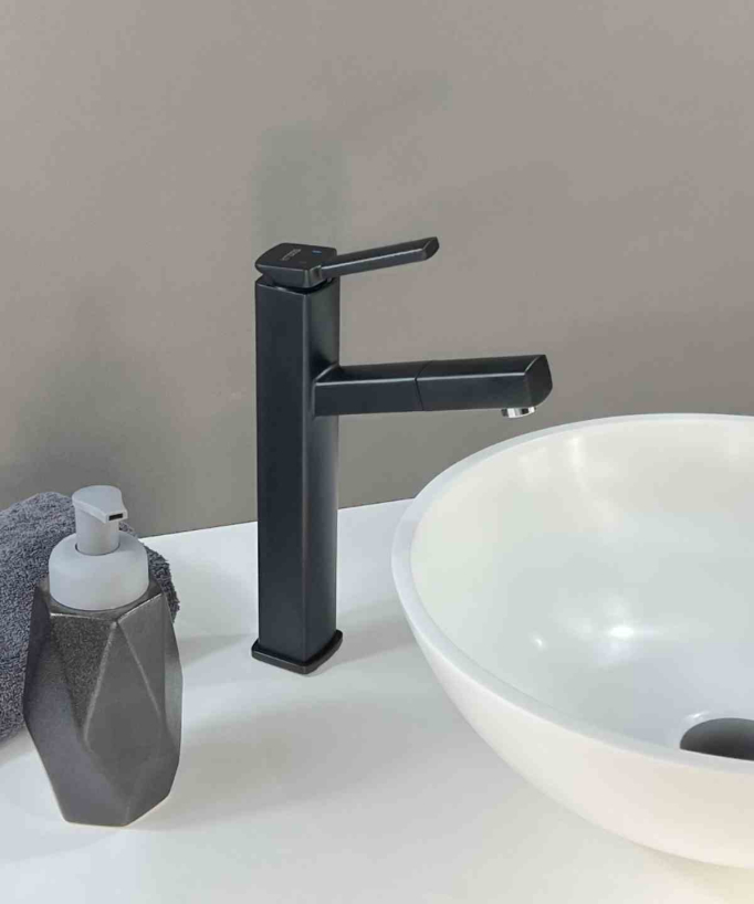 Robinet mitigeur vasque avec bec extractible Noir- Graffias