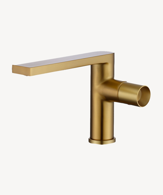 Mitigeur lavabo moderne Doré brossé - Syrma