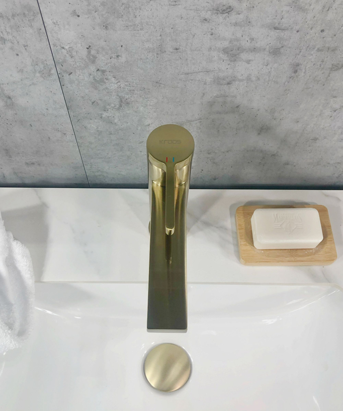 Robinet mitigeur lavabo Doré brossé - Mintaka