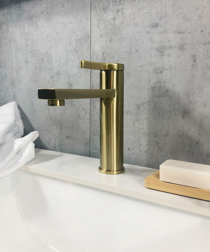 Robinet mitigeur lavabo Doré brossé - Mintaka