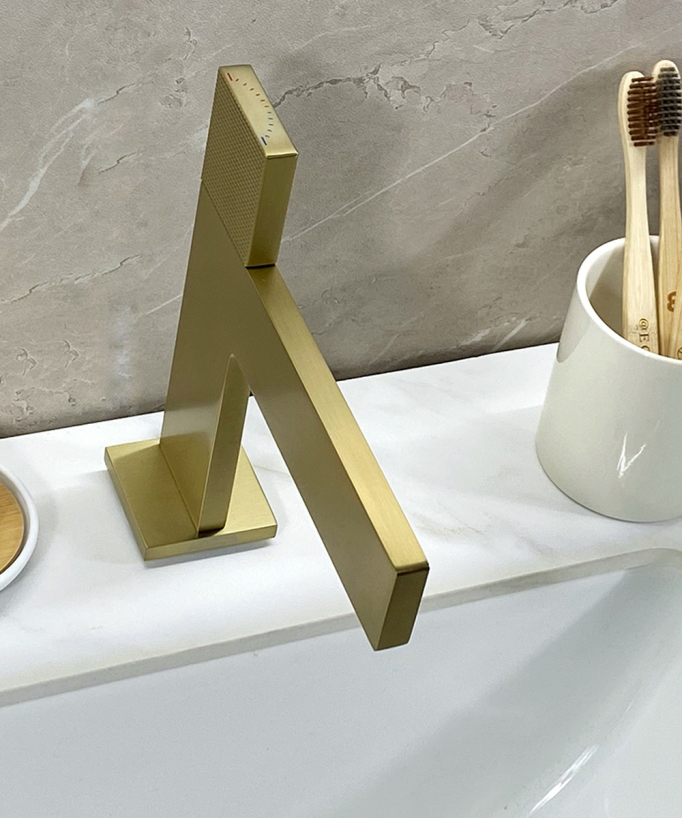 Robinet mitigeur de lavabo design Doré brossé - Kyra