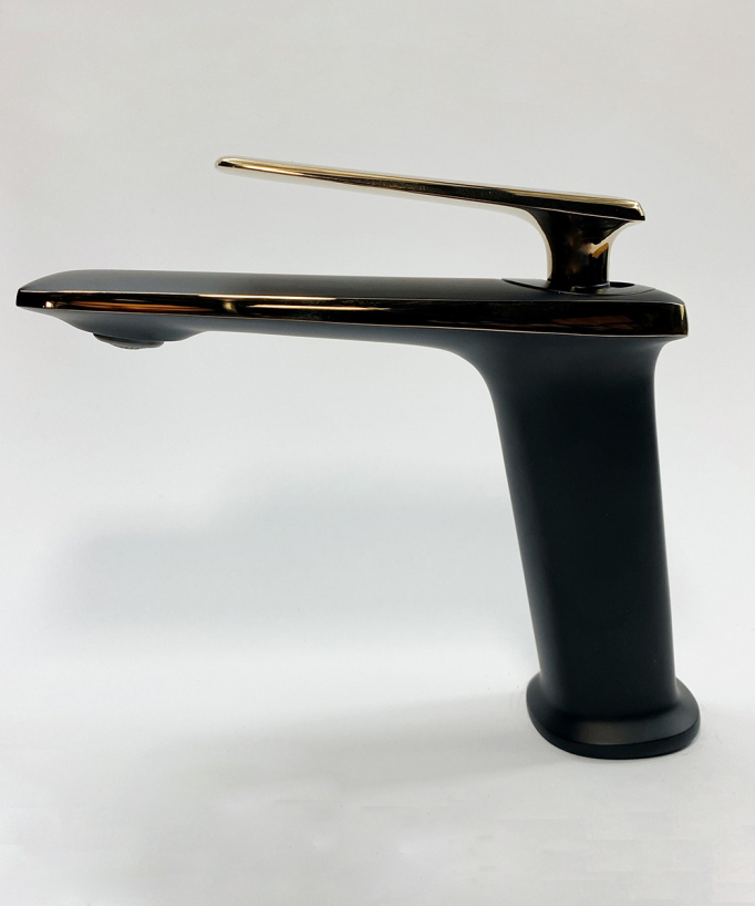 Robinet mitigeur lavabo Noir & Or rose - Brittia