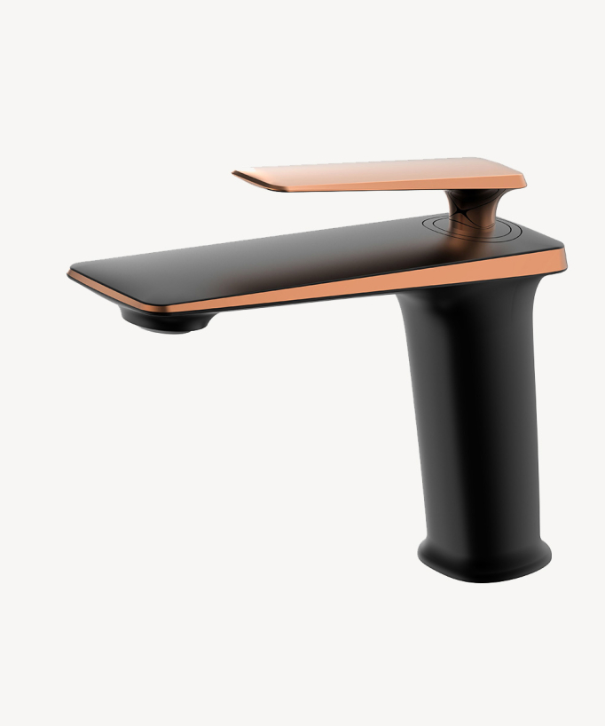 Robinet mitigeur lavabo Noir & Or rose - Brittia