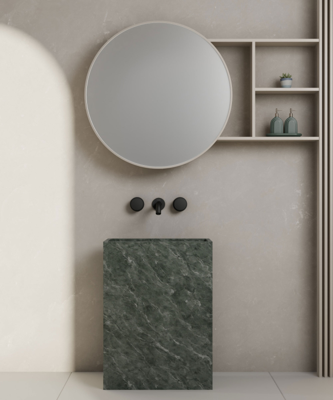 Robinet mélangeur lavabo mural Noir - Leros