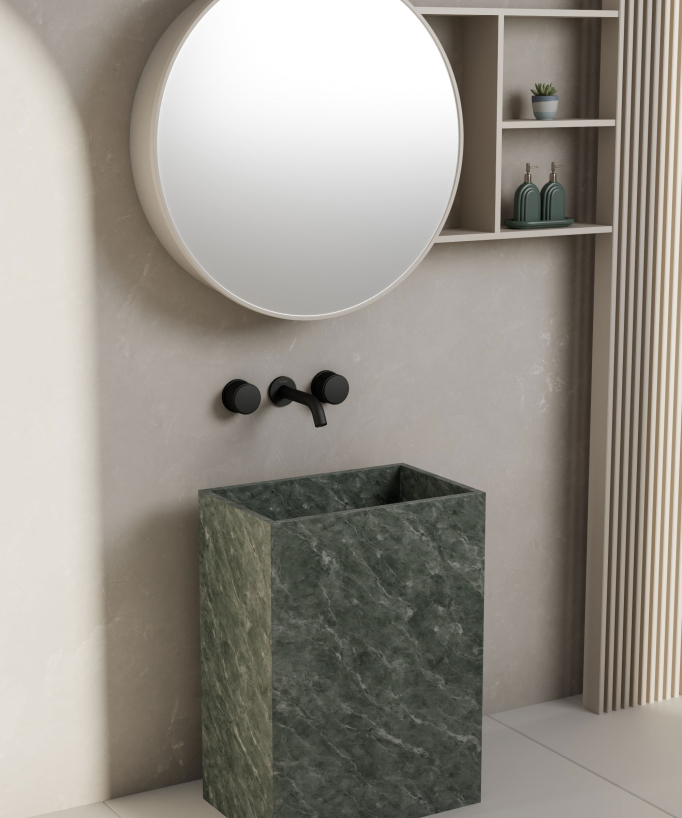 Robinet mélangeur lavabo mural Noir - Leros