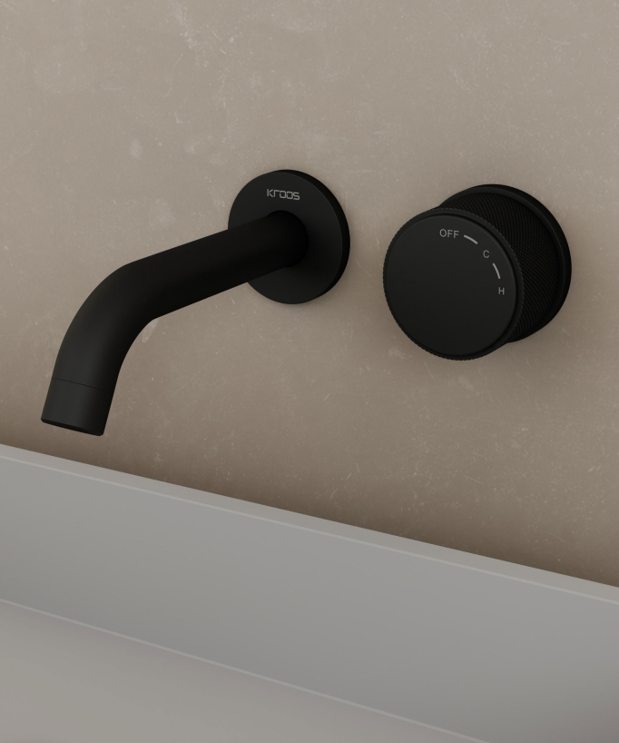 Mitigeur lavabo encastré Noir sans réglage de débit - Leros