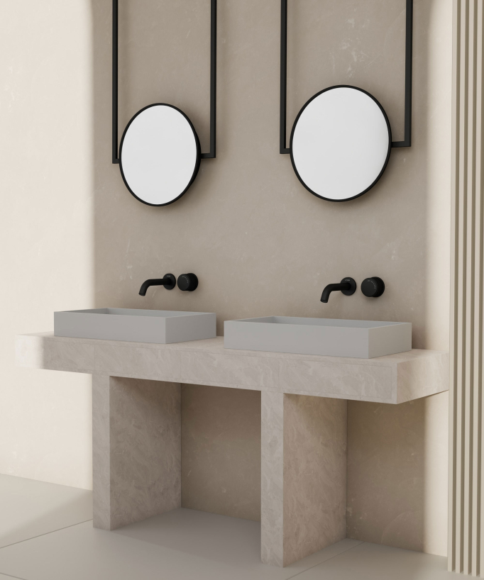 Mitigeur lavabo encastré Noir sans réglage de débit - Leros