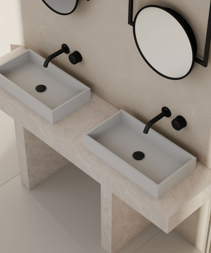 Mitigeur lavabo encastré Noir sans réglage de débit - Leros