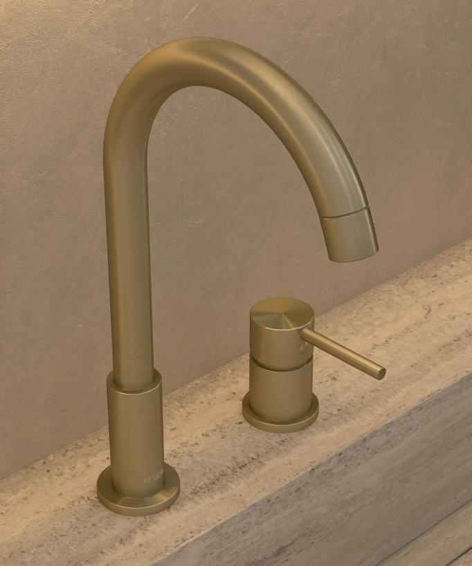 Mitigeur lavabo 2 trous Doré brossé - Corbeau