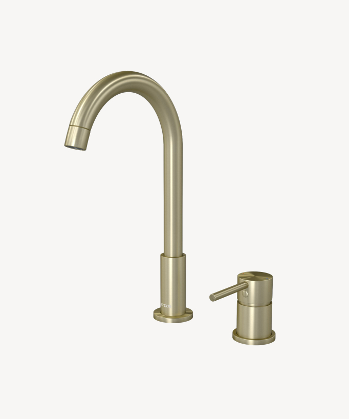 Mitigeur lavabo 2 trous Doré brossé - Corbeau