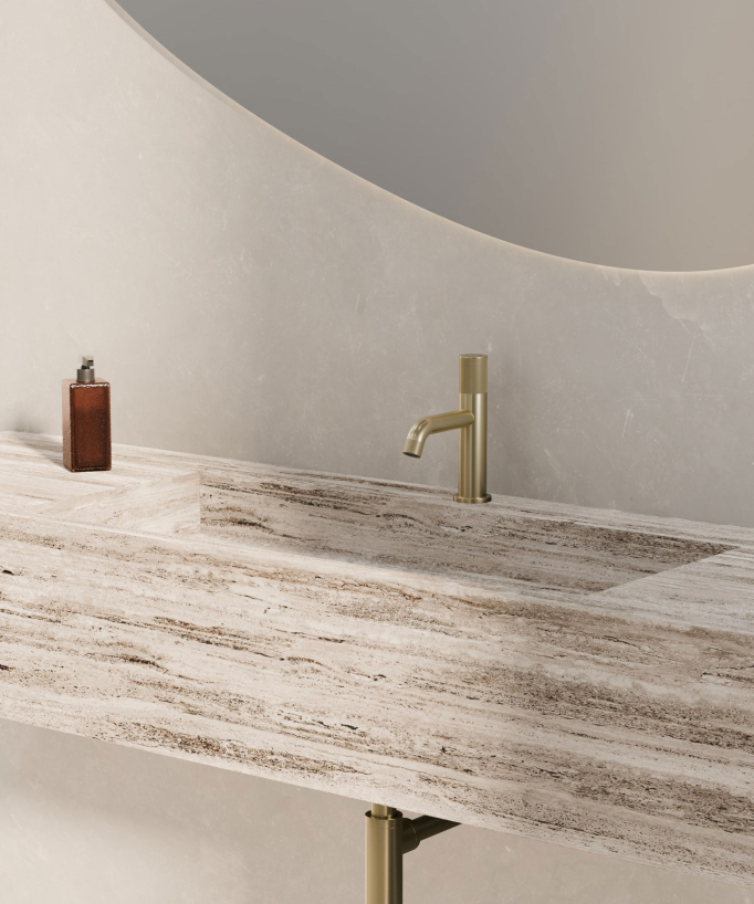 Mitigeur lavabo design Doré brossé - Leros