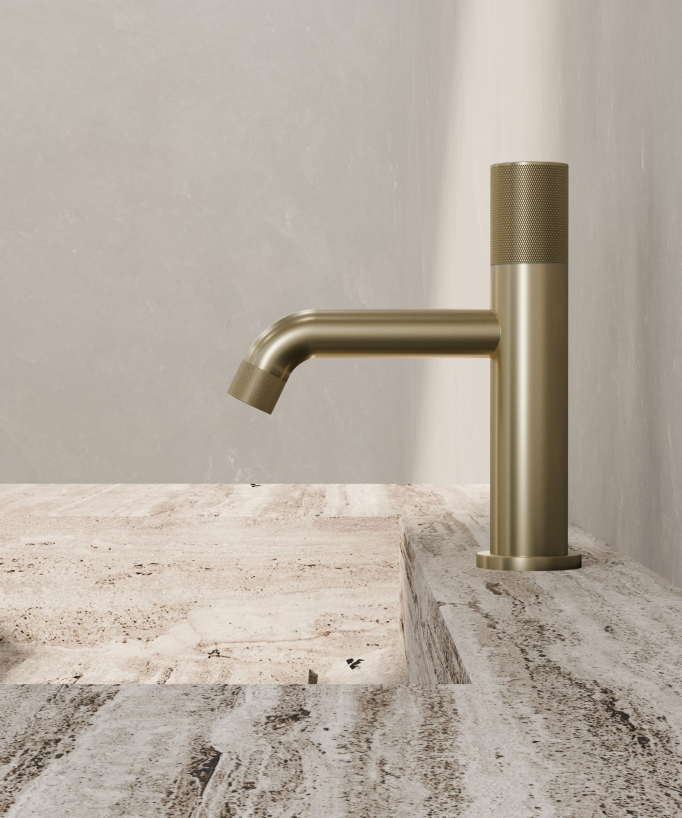 Mitigeur lavabo design Doré brossé - Leros