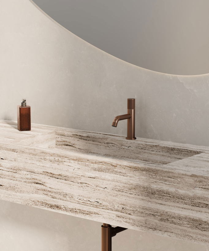 Mitigeur lavabo design Or rose brossé - Leros
