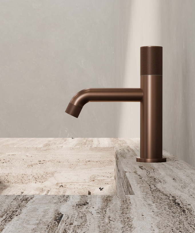 Mitigeur lavabo design Or rose brossé - Leros