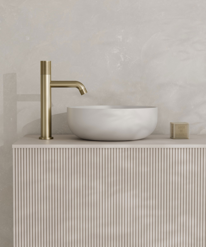 Robinet mitigeur vasque design Doré brossé - Leros