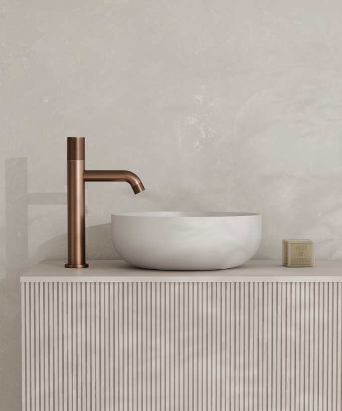 Robinet mitigeur vasque design Or rose brossé - Leros