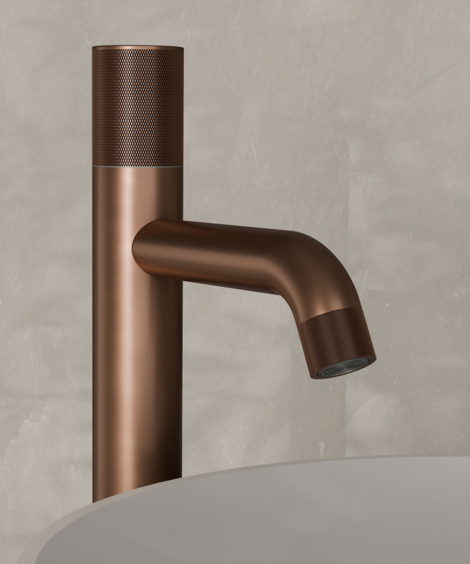 Robinet mitigeur vasque design Or rose brossé - Leros