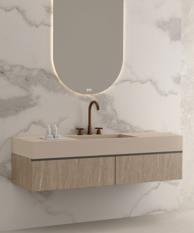 Robinet mélangeur lavabo sur plage Or rose brossé - Corbeau
