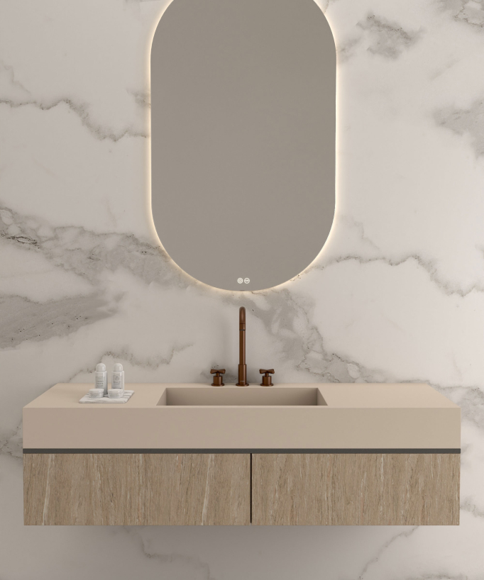 Robinet mélangeur lavabo sur plage Or rose brossé - Corbeau