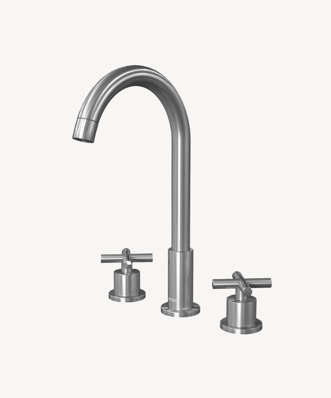 Robinet mélangeur lavabo sur plage Nickel brossé - Corbeau