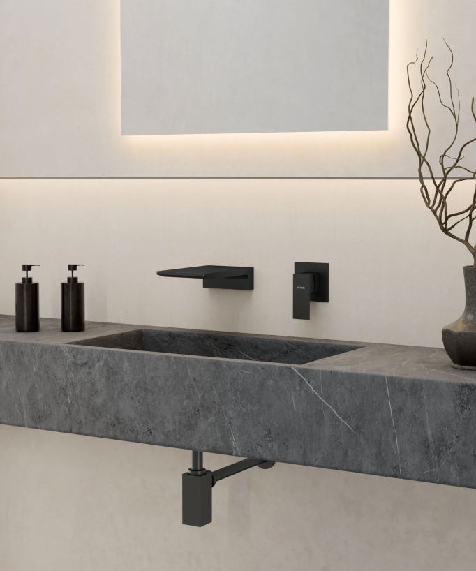 Mitigeur lavabo mural cascade Noir - Thilia