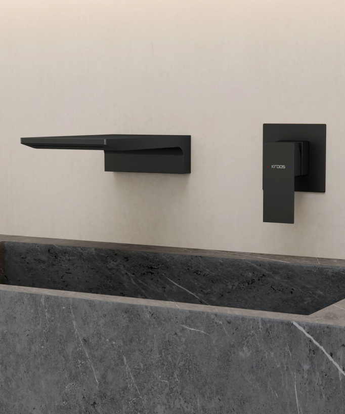 Mitigeur lavabo mural cascade Noir - Thilia
