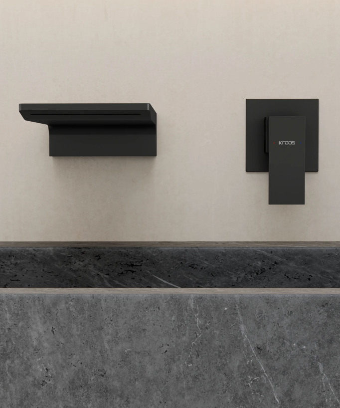Mitigeur lavabo mural cascade Noir - Thilia
