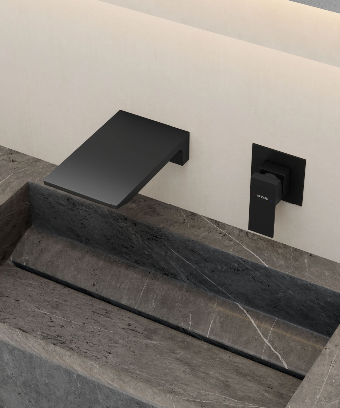 Mitigeur lavabo mural cascade Noir - Thilia