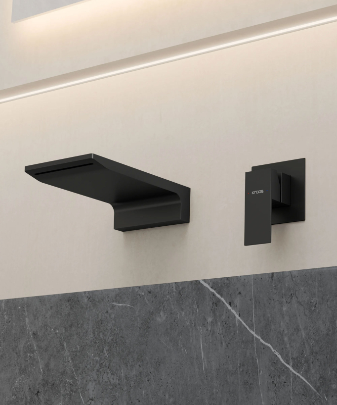 Mitigeur lavabo mural cascade Noir - Thilia