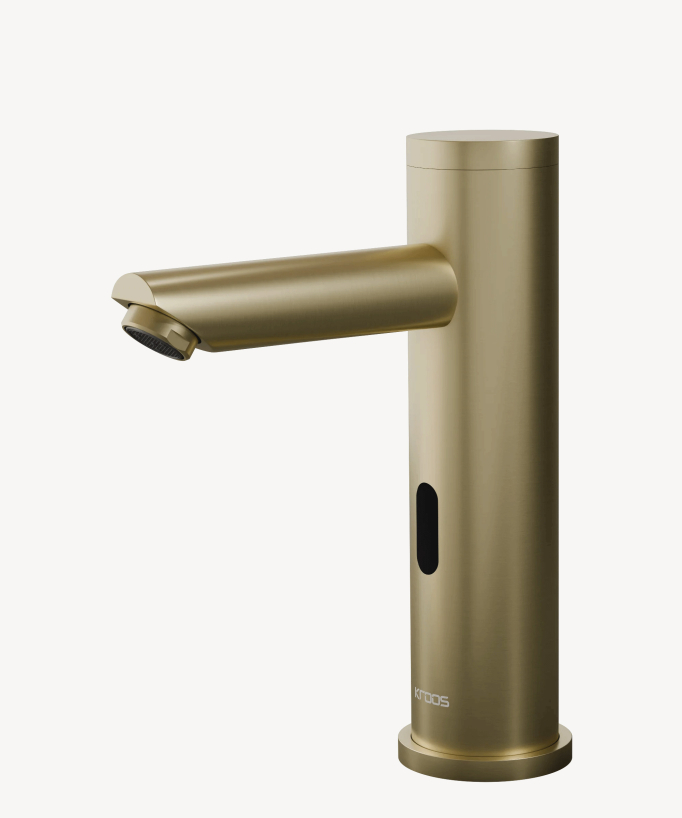 Robinet lavabo automatique moderne, eau froide Doré brossé - Corbeau