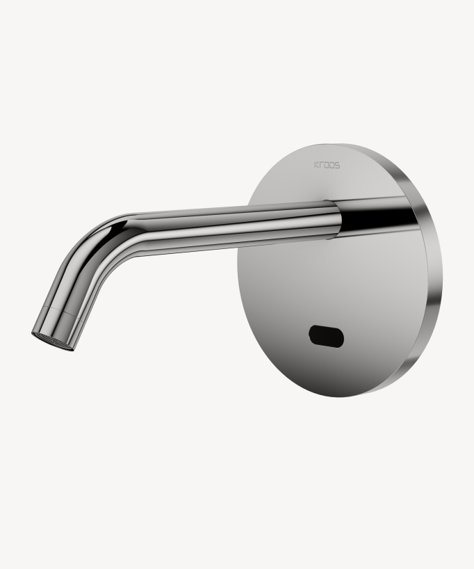 Robinet lavabo automatique mural avec plaque, eau froide - Corbeau