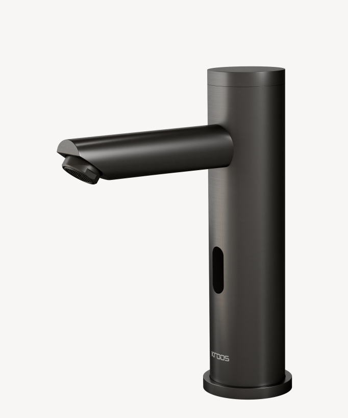 Robinet lavabo automatique moderne, eau froide Gun métal - Corbeau