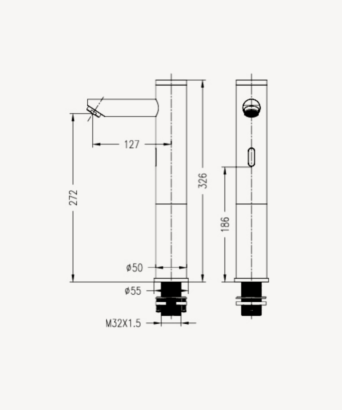 Mitigeur vasque automatique en laiton, eau froide, Gun métal - Corbeau
