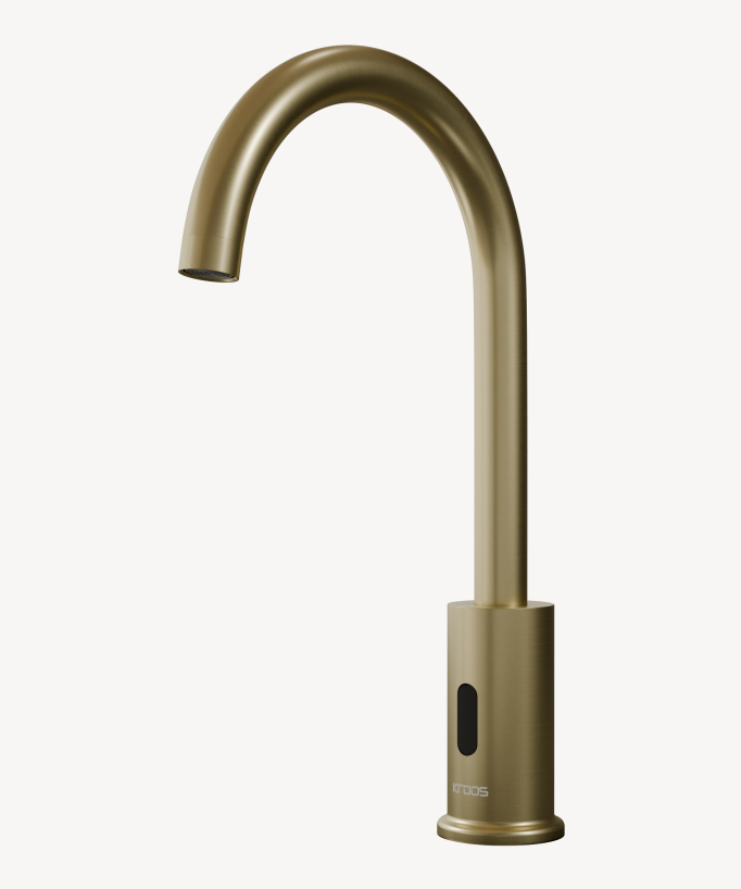 Robinet lavabo automatique haut , eau froide Doré brossé - Corbeau