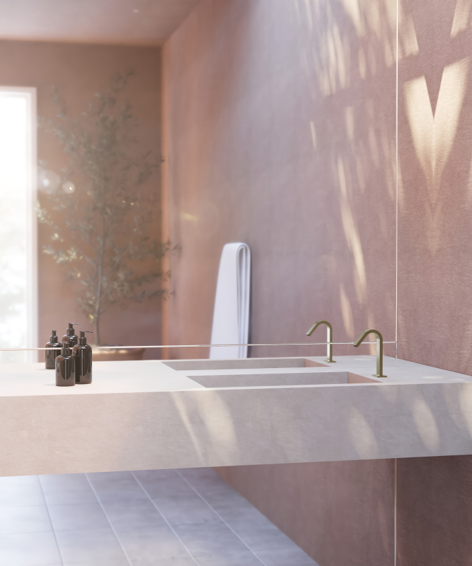 Robinet lavabo automatique, eau froide Doré brossé - Fiumina
