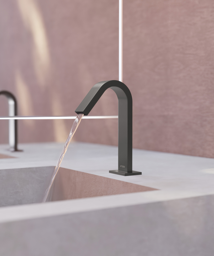 Robinet lavabo automatique, eau froide Gun métal - Fiumina