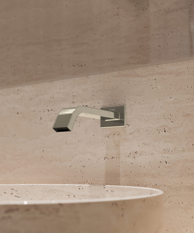 Robinet lavabo automatique mural, eau froide Champagne - Fiumina