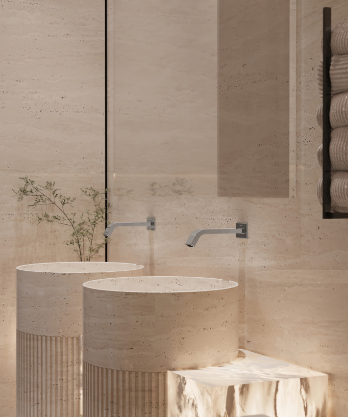 Robinet lavabo automatique mural, eau froide Chromé - Fiumina