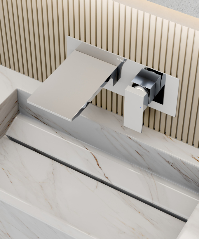Mitigeur lavabo mural cascade Chromé - Thilia 