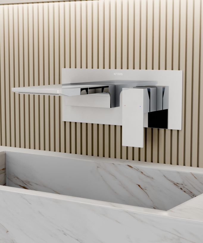 Mitigeur lavabo mural cascade Chromé - Thilia 
