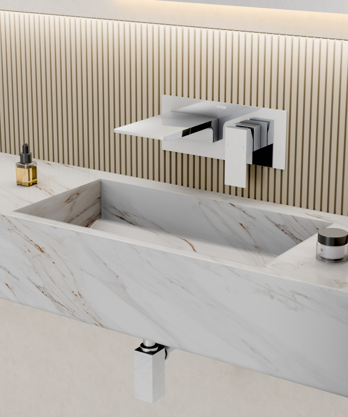 Mitigeur lavabo mural cascade Chromé - Thilia 